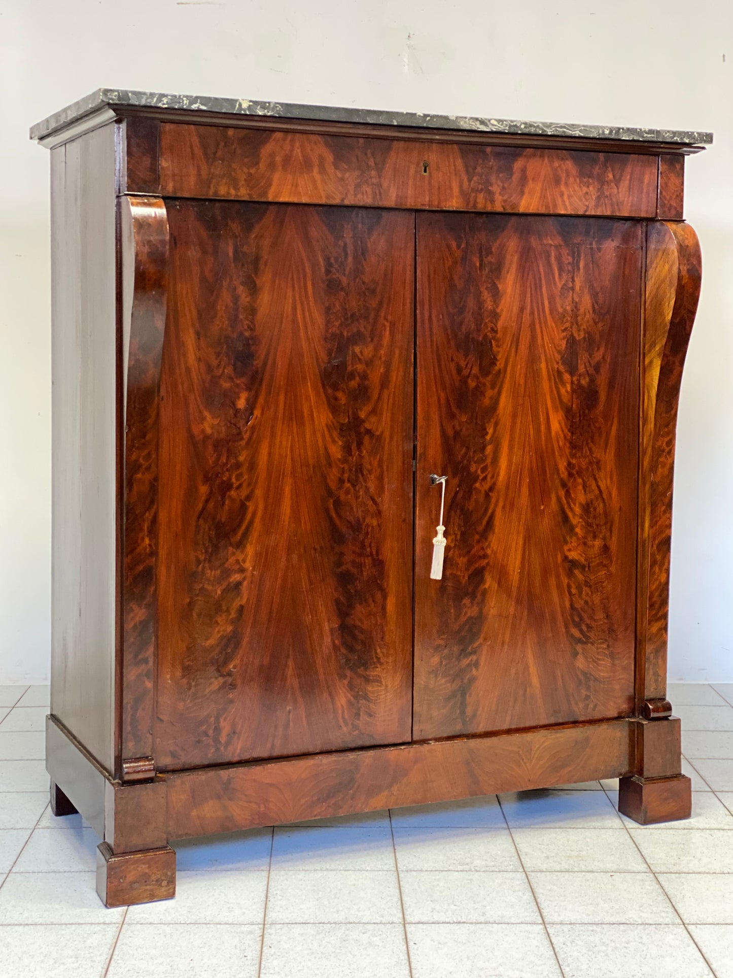 Empire sideboard cabinet columns braces 19th century. Restored ready