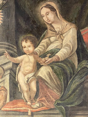 Pala d' altare Madonna con bambino e Santi XVII secolo cerchia di Tanzio da Varallo