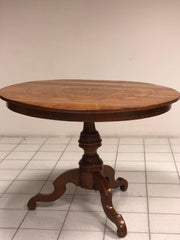Tavolo di Rolo intarsiato . 110 cm diametro