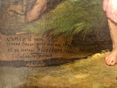 Sacra famiglia olio su tela datato 1762