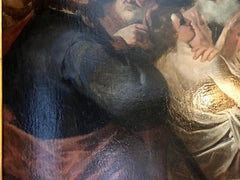 Olio su tela . Giuseppe venduto dai fratelli . XVII secolo