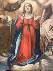 Olio su tavola . Incoronazione della vergine . Lombardo Veneto XVI secolo
