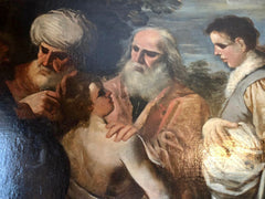 Olio su tela . Giuseppe venduto dai fratelli . XVII secolo