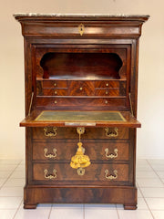 Secretaires Carlo X piuma di mogano . XIX secolo . Restaurato
