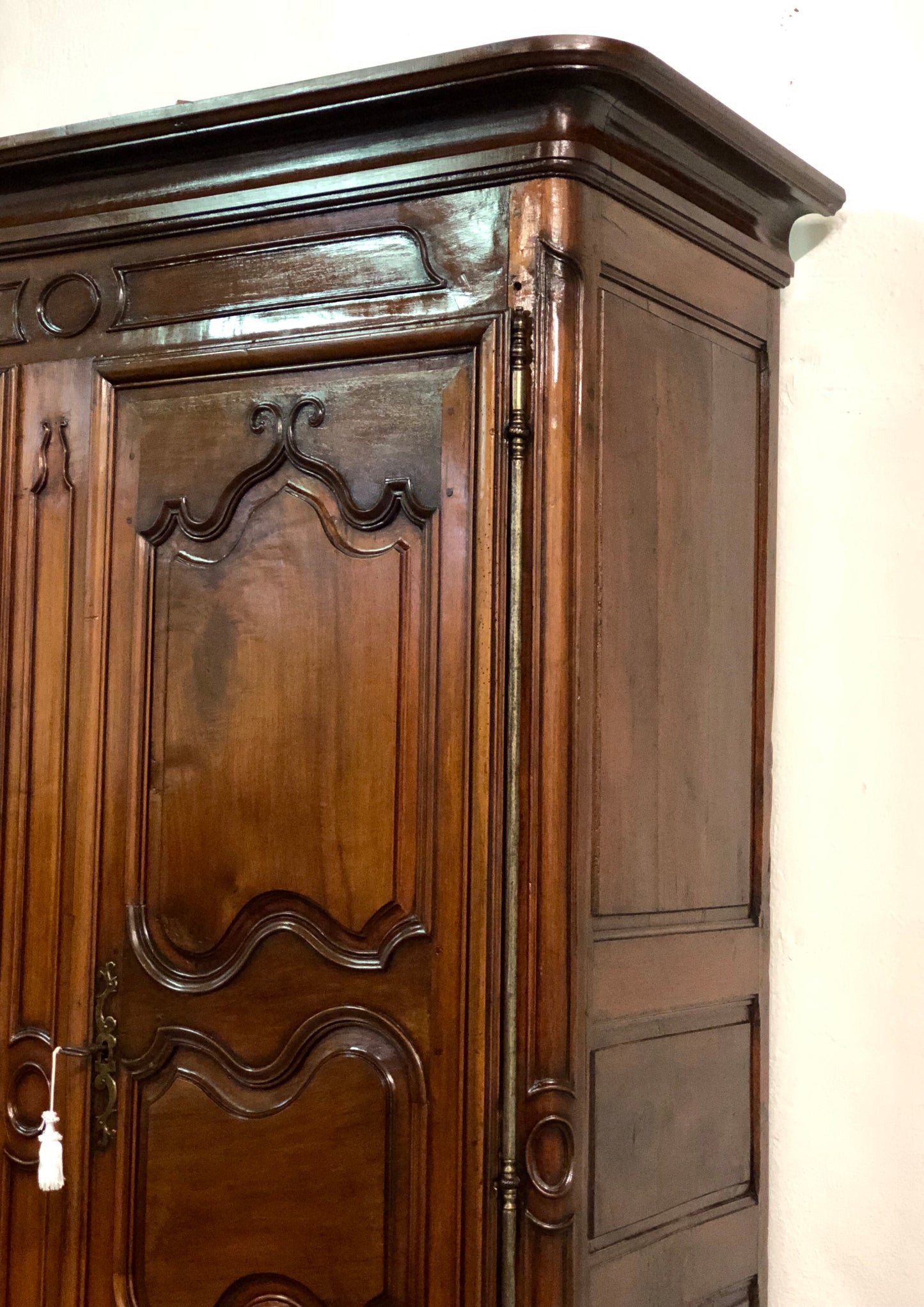 Louis XV carved walnut wardrobe.