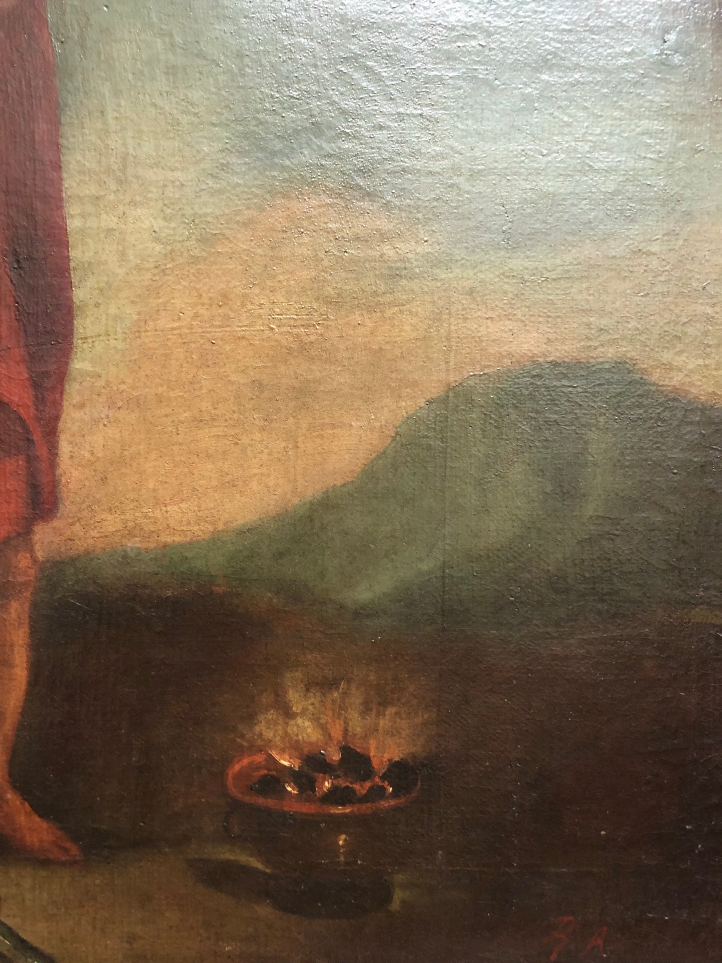 Olio su tela . Il sacrificio di Isacco . XVIII secolo