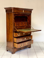 Secretaires Carlo X piuma di mogano . XIX secolo . Restaurato
