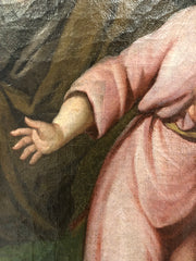 Sacra famiglia olio su tela datato 1762