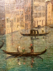 Olio su tela. Venezia canal grande . Francesco Tironi . Cerchia . XVIII secolo