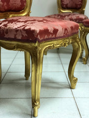 Gruppo di quattro sedie Luigi Filippo oro zecchino . Restaurate