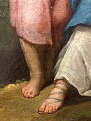 Sacra famiglia olio su tela datato 1762