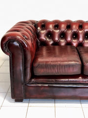 Divano Chesterfield cuoio bordeaux. Inghilterra XX secolo