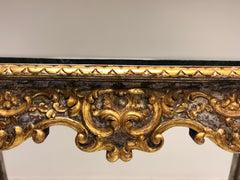 Consolles intagliata dorata argentata piano marmo .XVIII secolo