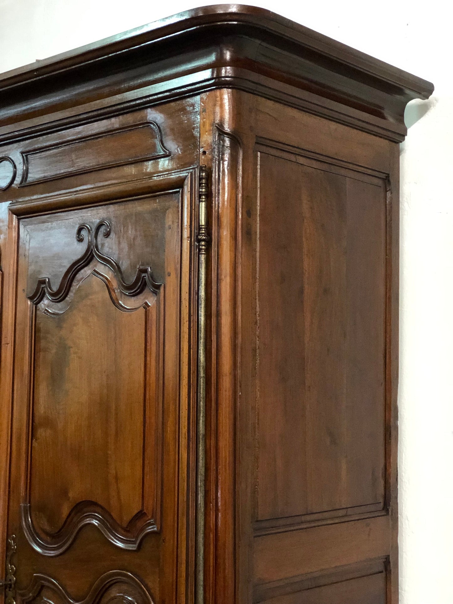 Louis XV carved walnut wardrobe.
