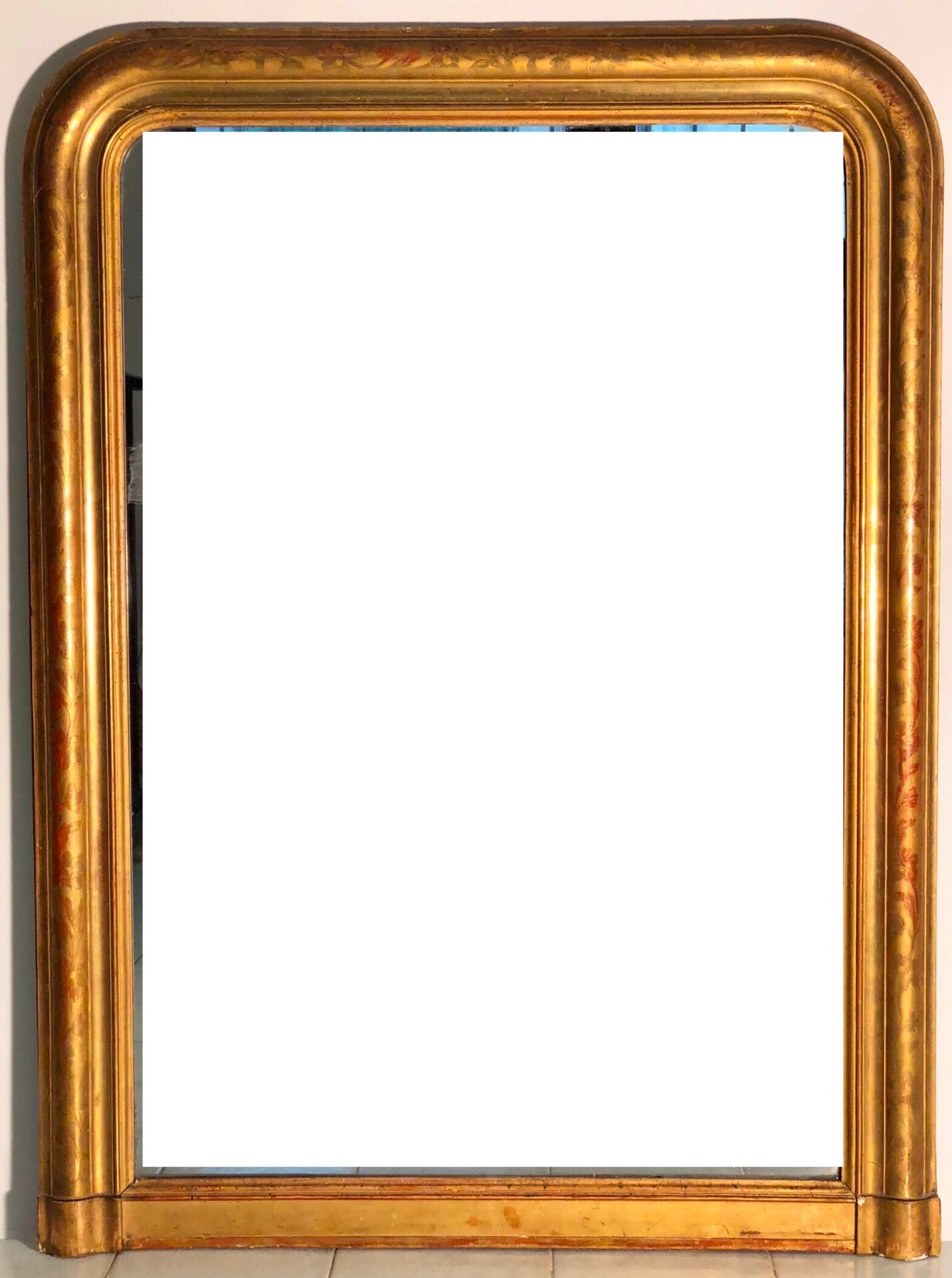 Specchiera caminiera in foglia oro
