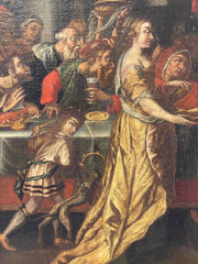 Olio su tela. Banchetto XVII secolo
