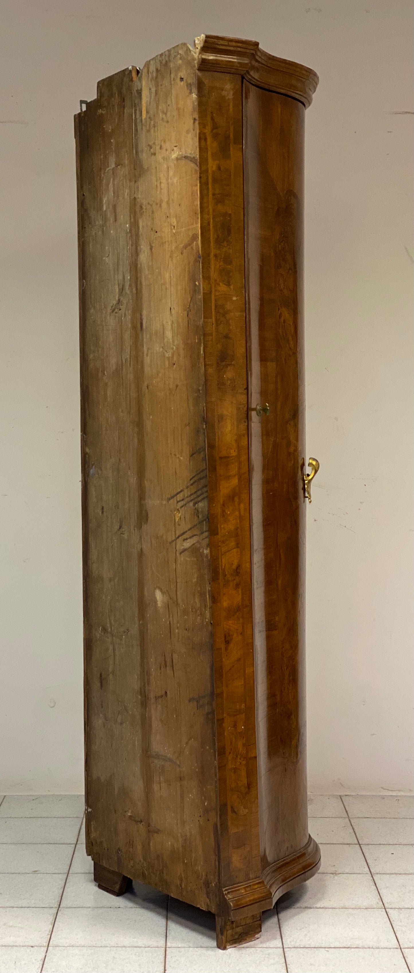 Curved Louis XIV corner cabinet. Ferrara, late 17th century