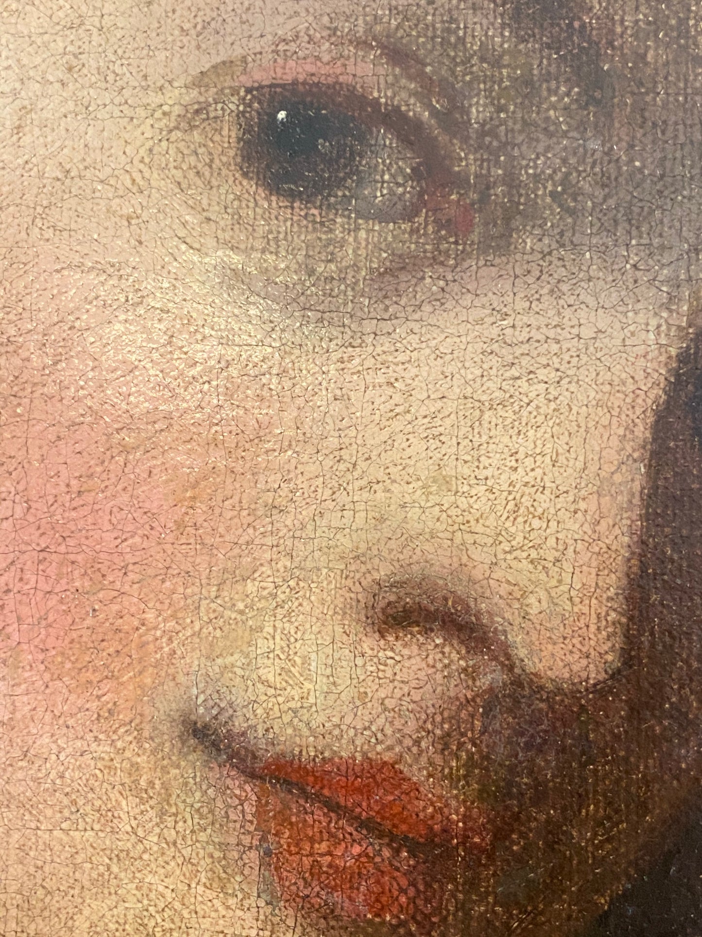 Ritratto di giovane dama, olio su tela Autore: scuola di A. van Dyck (Anversa 1599 -Londra 1641).