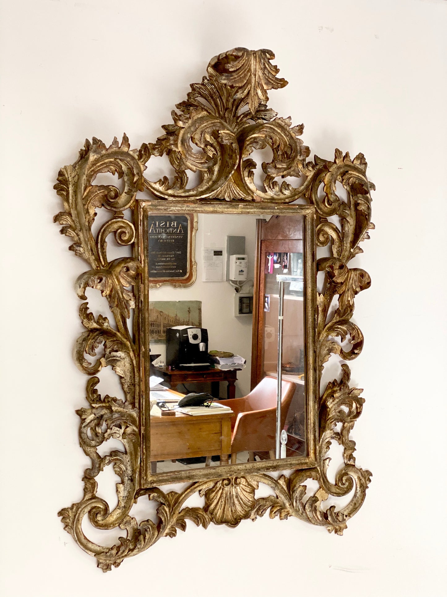 Carved scroll mirror from the late 19th century