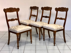 Gruppo di sedie in noce Carlo X Piemonte