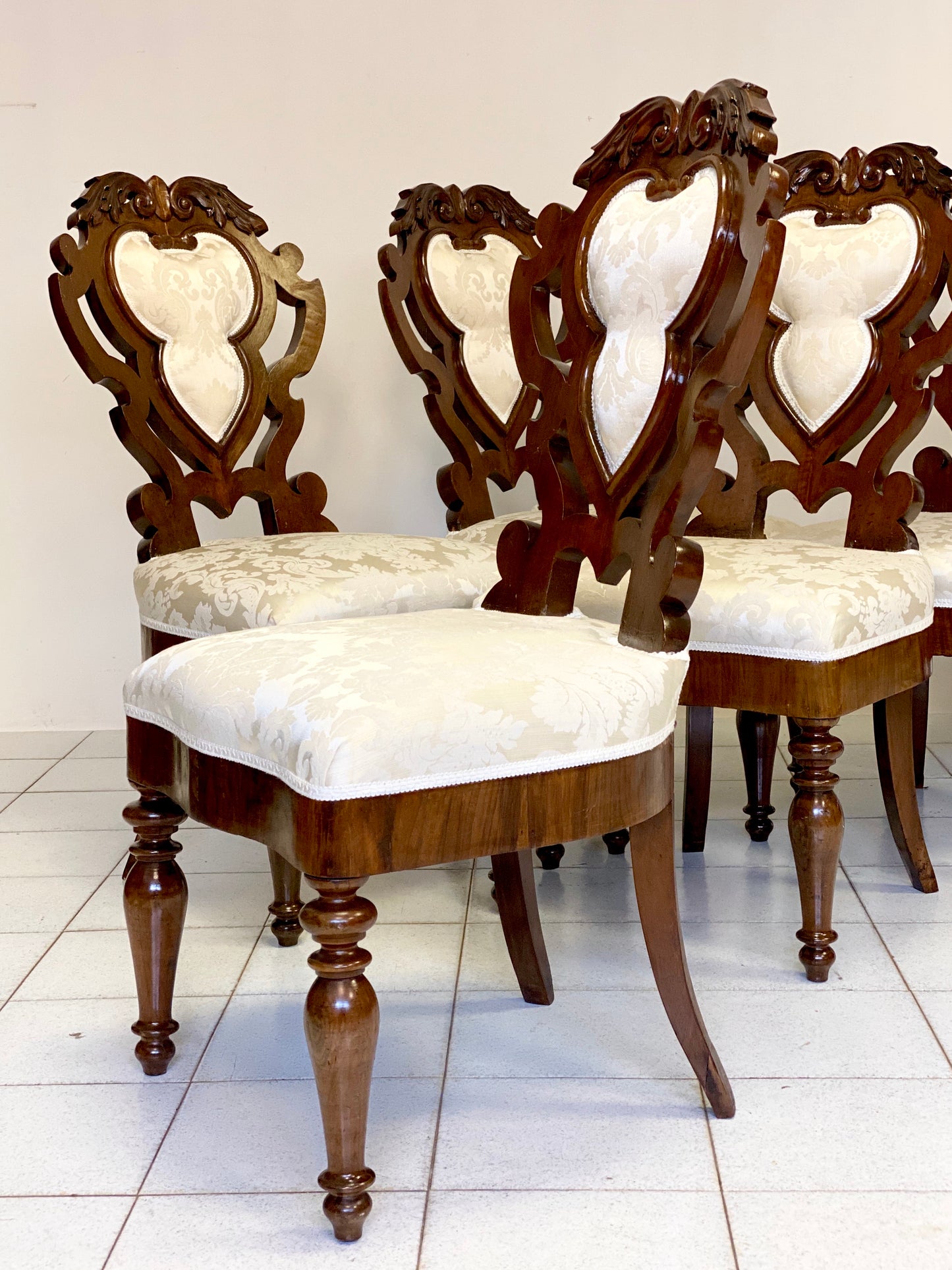 Group of six Charles X chairs. Bologna, early 19th century