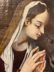 Olio su tela Natività Scuola lombarda XVIII secolo