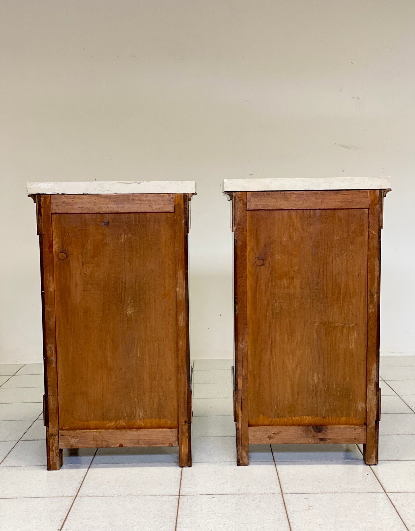 Pair of Empire bedside tables. Central Italy, 19th century