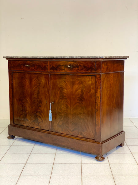 Credenza Carlo X in piuma di mogano XIX secolo ( restaurata )