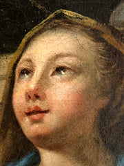 Sacra famiglia olio su tela datato 1762
