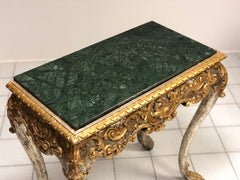 Consolles intagliata dorata argentata piano marmo .XVIII secolo