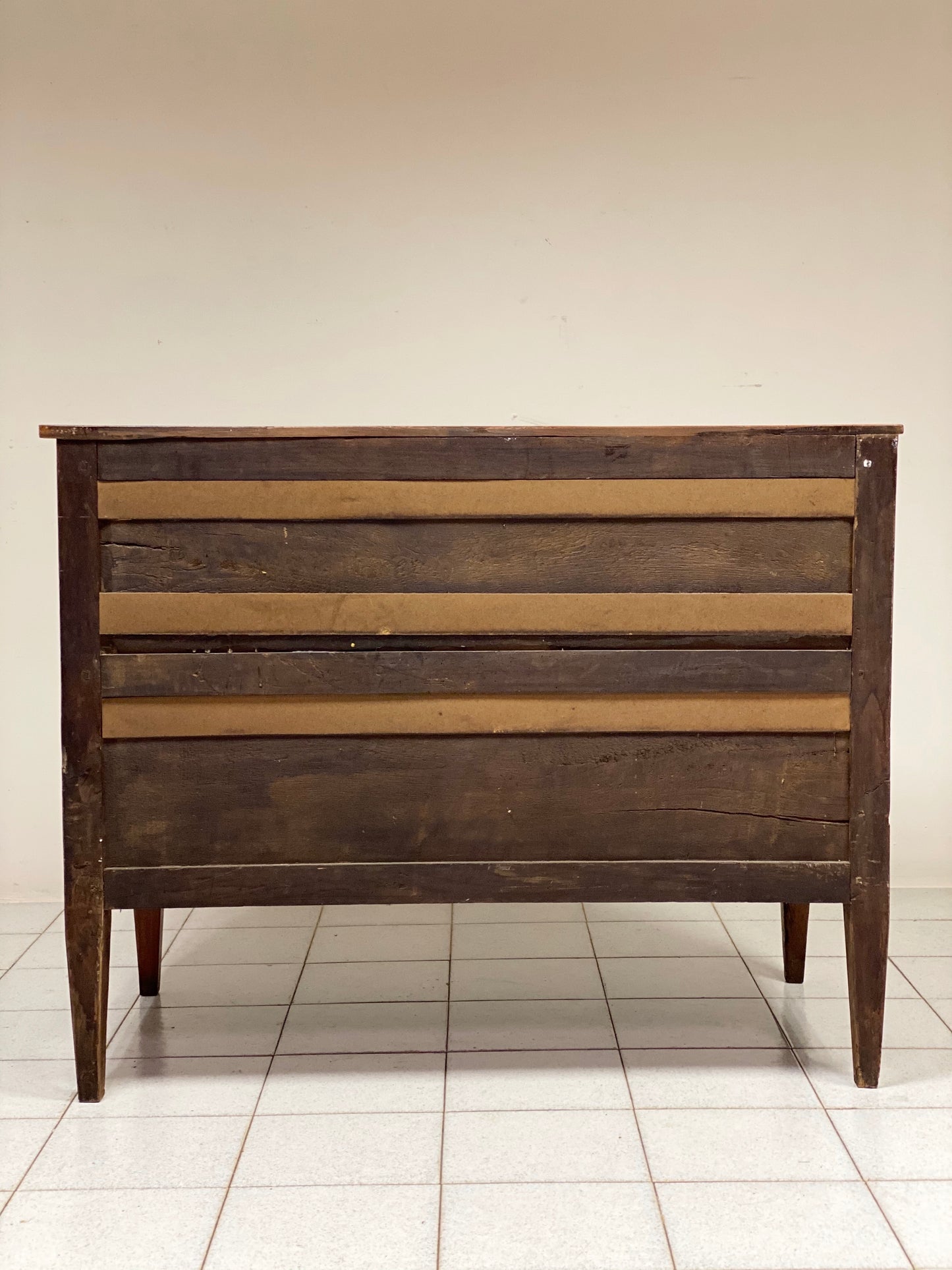 Inlaid cherry directorate chest of drawers. Lombardy, early 19th century
