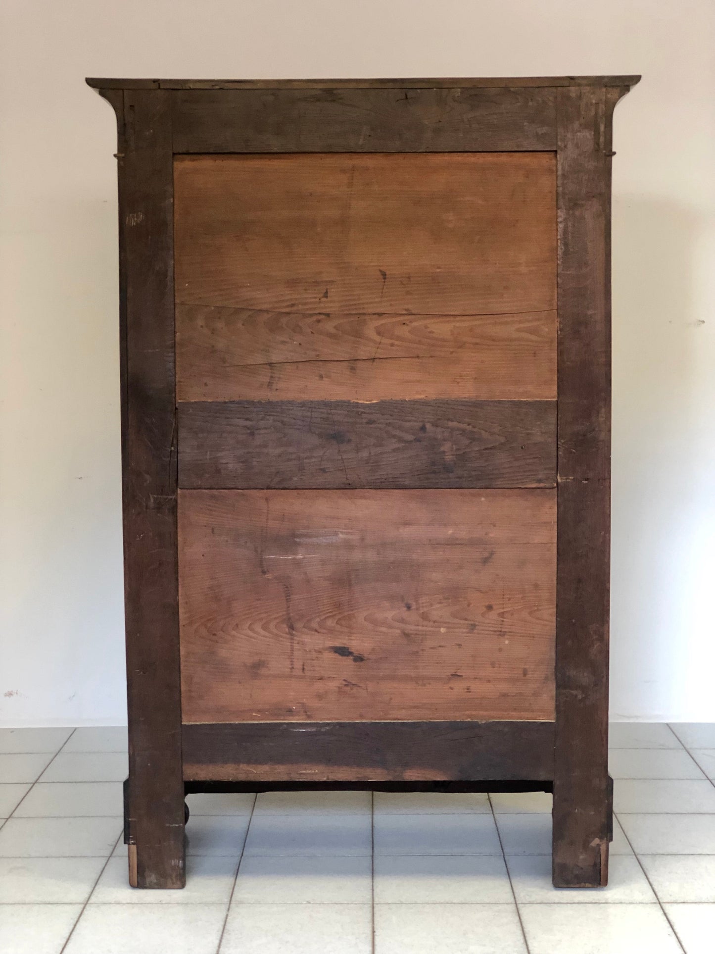 Walnut secretaire Charles X Lombard. 19th century. (Restored)