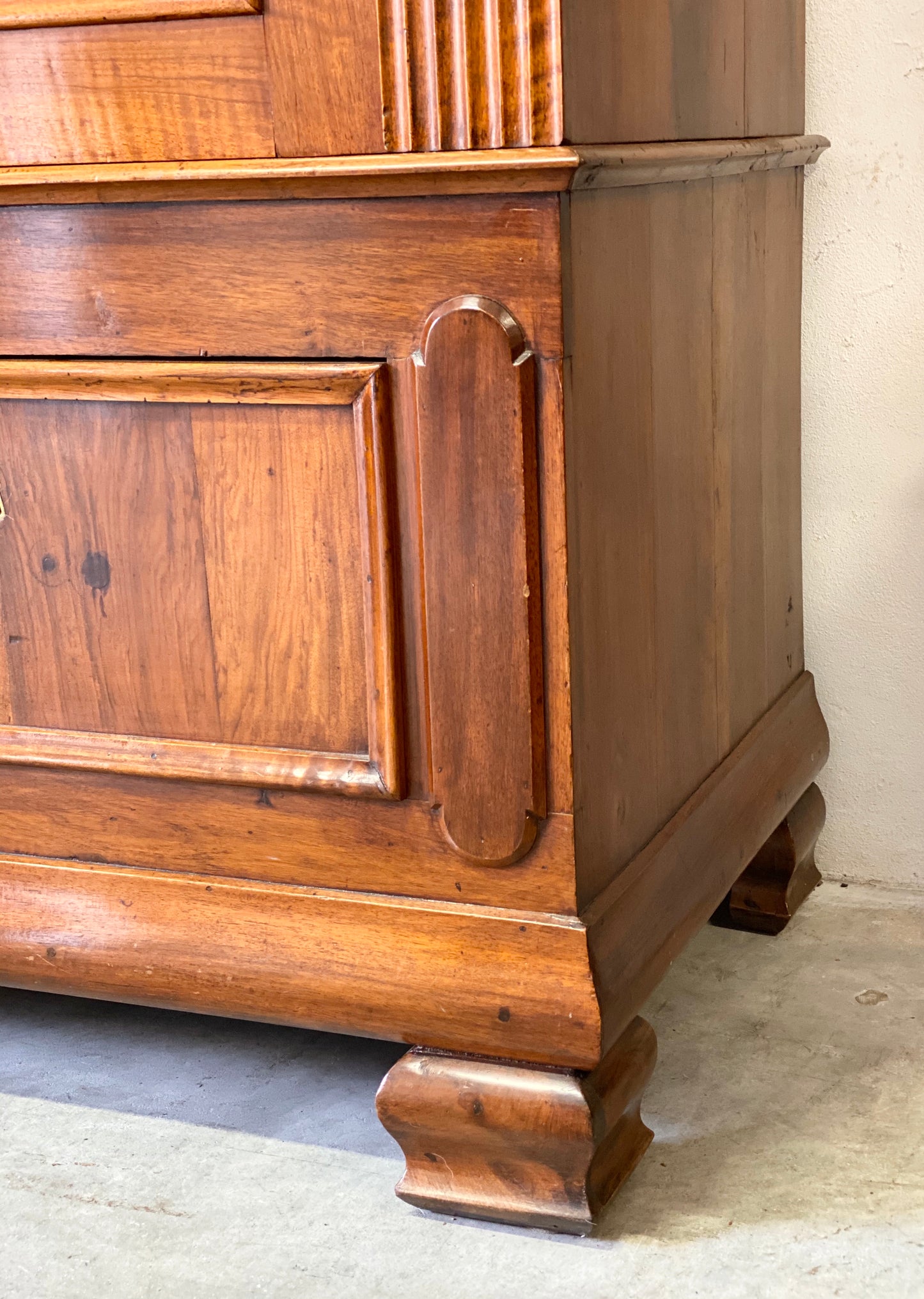 Lombard Charles X Walnut Three-Door Wardrobe 19th Century