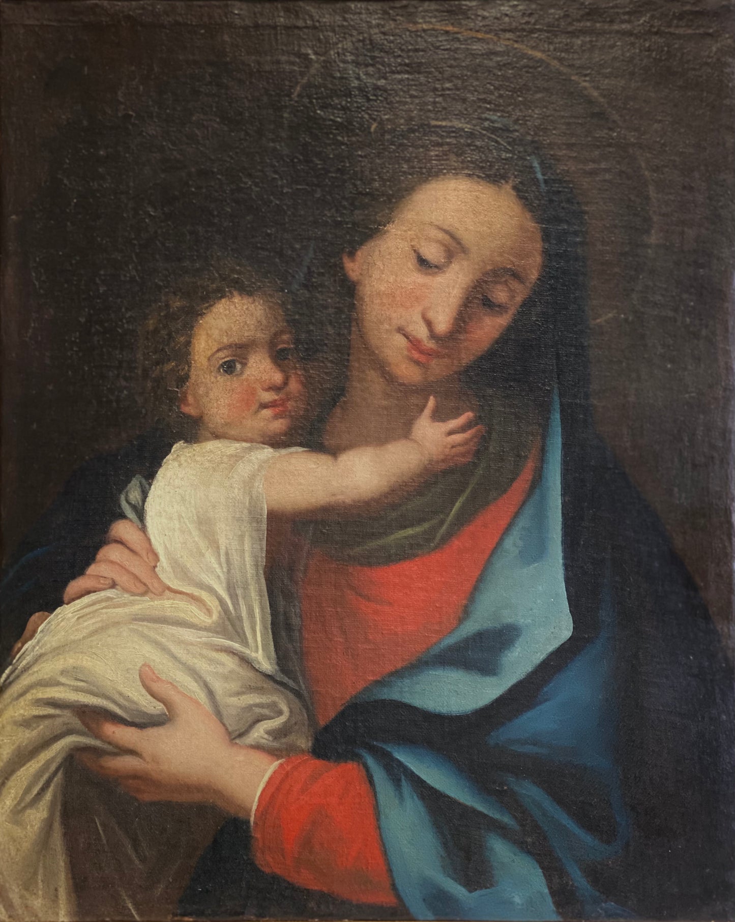 MADONNA CON BAMBINO (OLIO SU TELA) XVII secolo