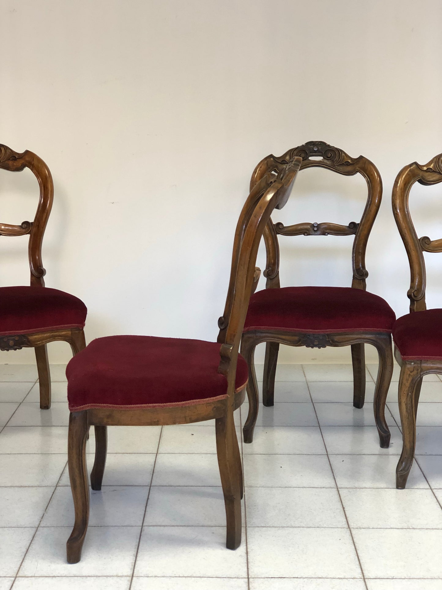 Group of four Louis Philippe walnut chairs