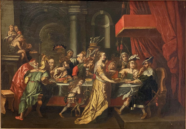Olio su tela. Banchetto XVII secolo