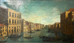 Olio su tela. Venezia canal grande . Francesco Tironi . Cerchia . XVIII secolo
