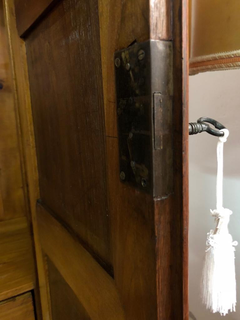 Lombard three-door walnut wardrobe Charles X. Restored.