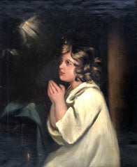 Olio su tela. Bambina in preghiera. The Infant Samuel.