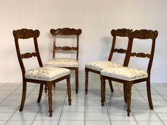 Gruppo di sedie in noce Carlo X Piemonte