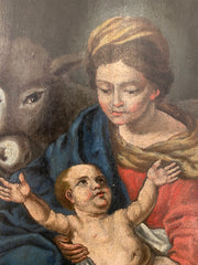 Natività scuola lombarda XVII sec. olio su tavola; 47x37 cm.
