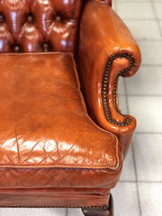 Poltrona Chesterfield bergère in cuoio . Inghilterra anni 60