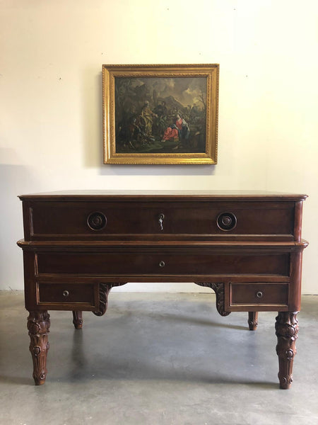 Scrivania Carlo X in noce da centro . XIX secolo