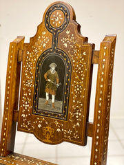 Credenza con poltroncina intarsiata alla maniera Adriano Brambilla fine XIX secolo