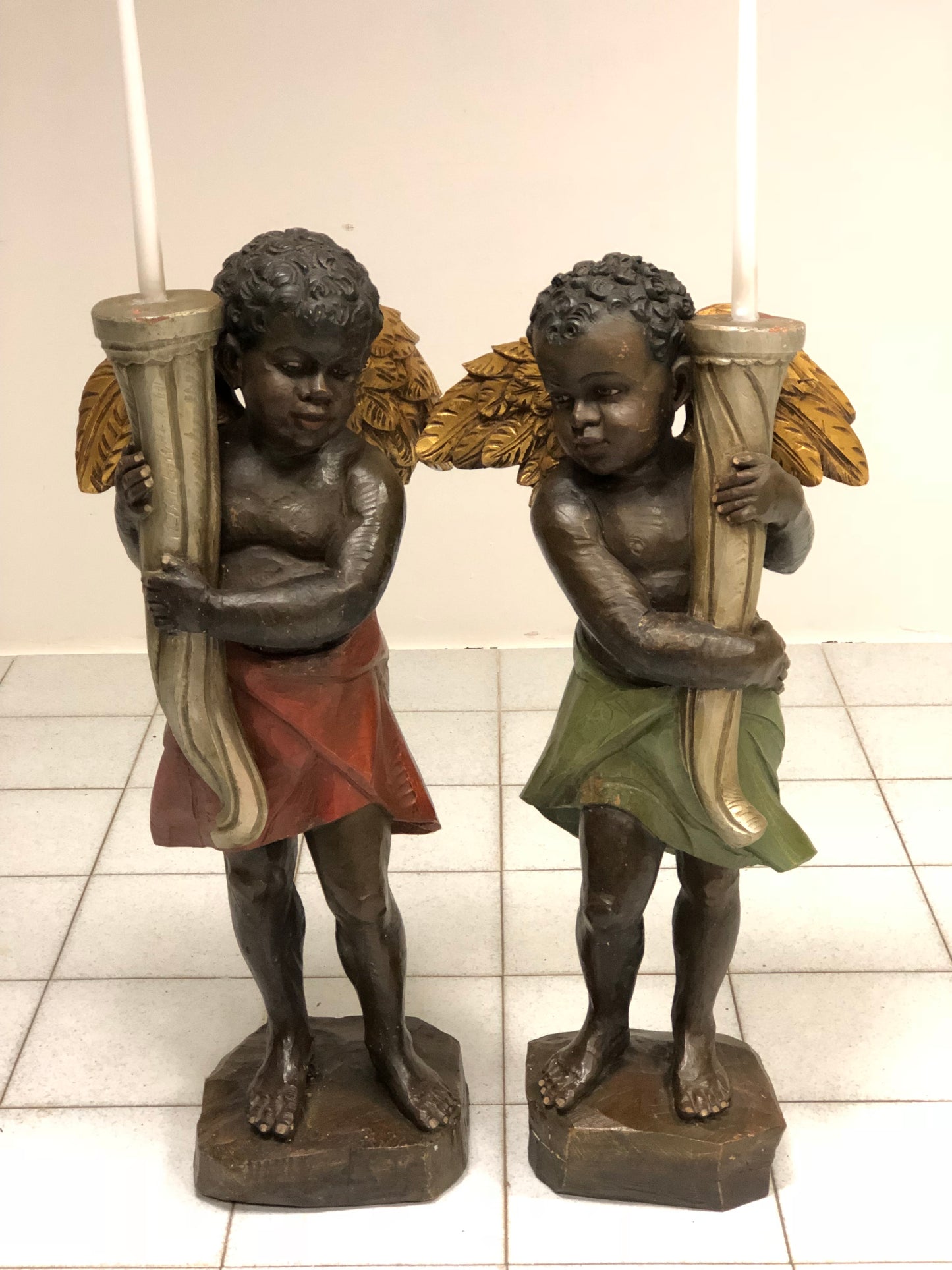 Pair of Venetian Moors in wood 20th century