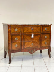 Cassettone Napoleone III in bois de rose con piano in marmo. XIX secolo