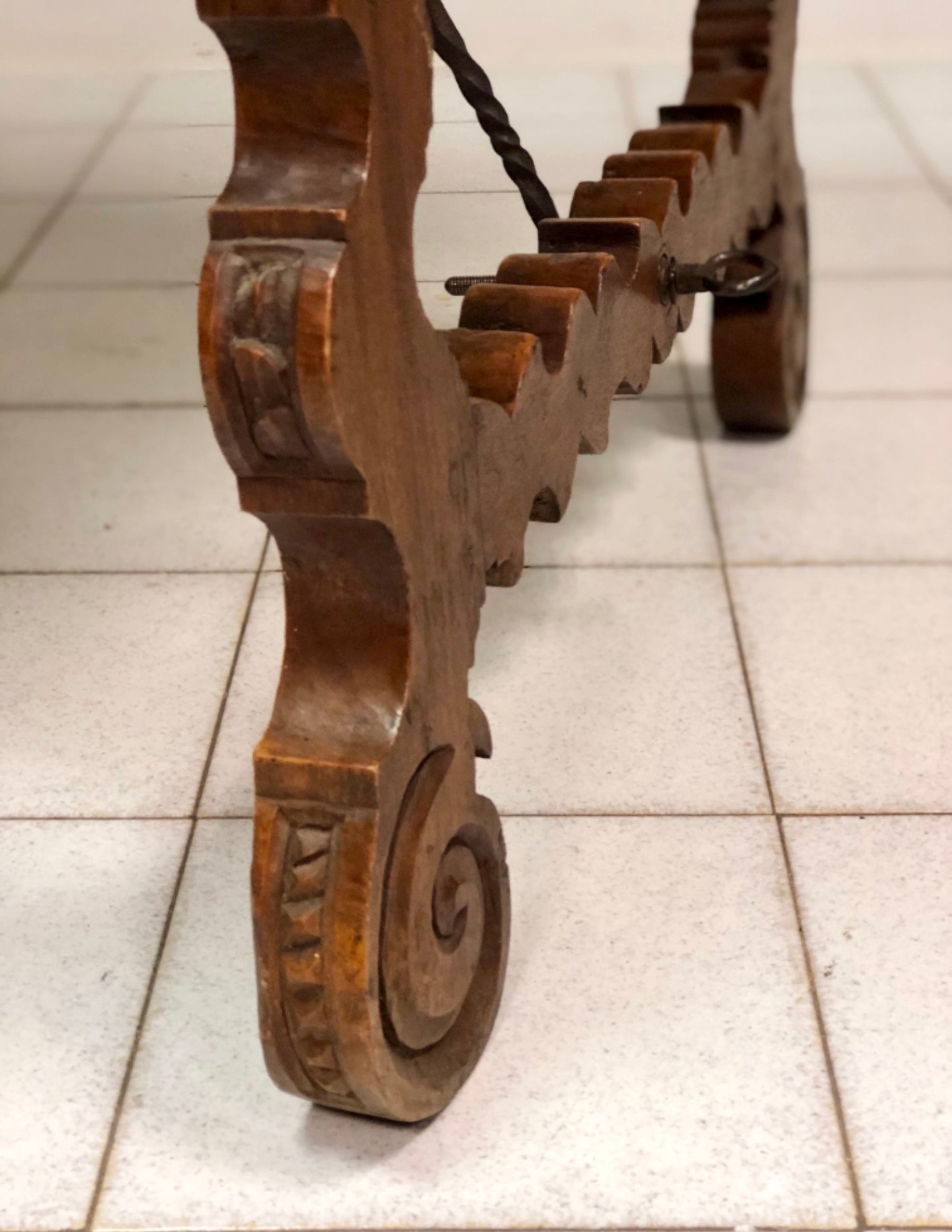 Walnut travel refectory table. 17th century