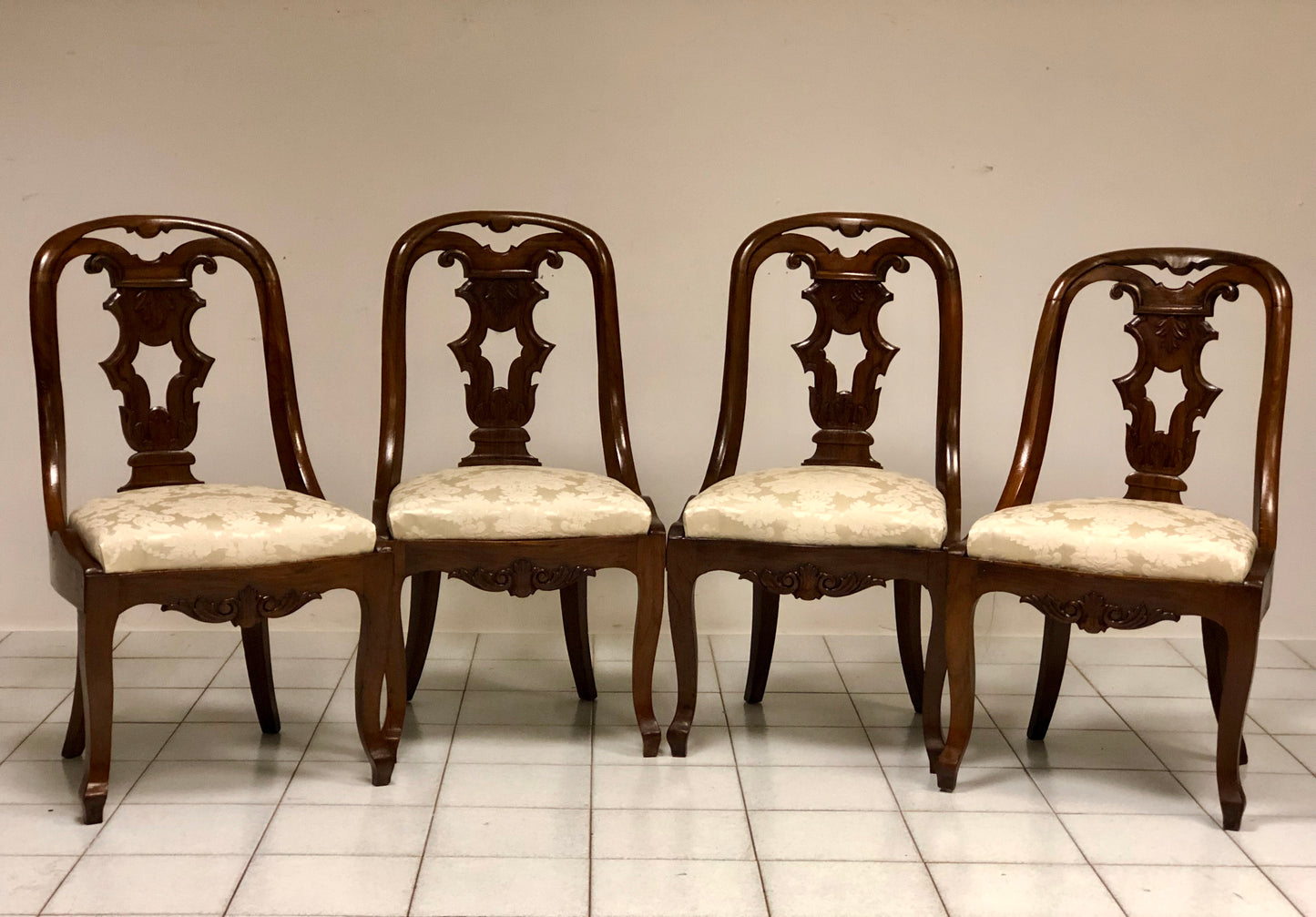 Group of four Charles X gondola chairs. Early 19th century