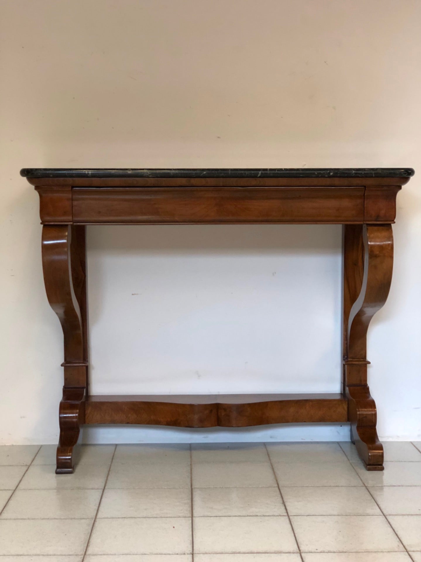 Empire console with braces. 19th century. Restored