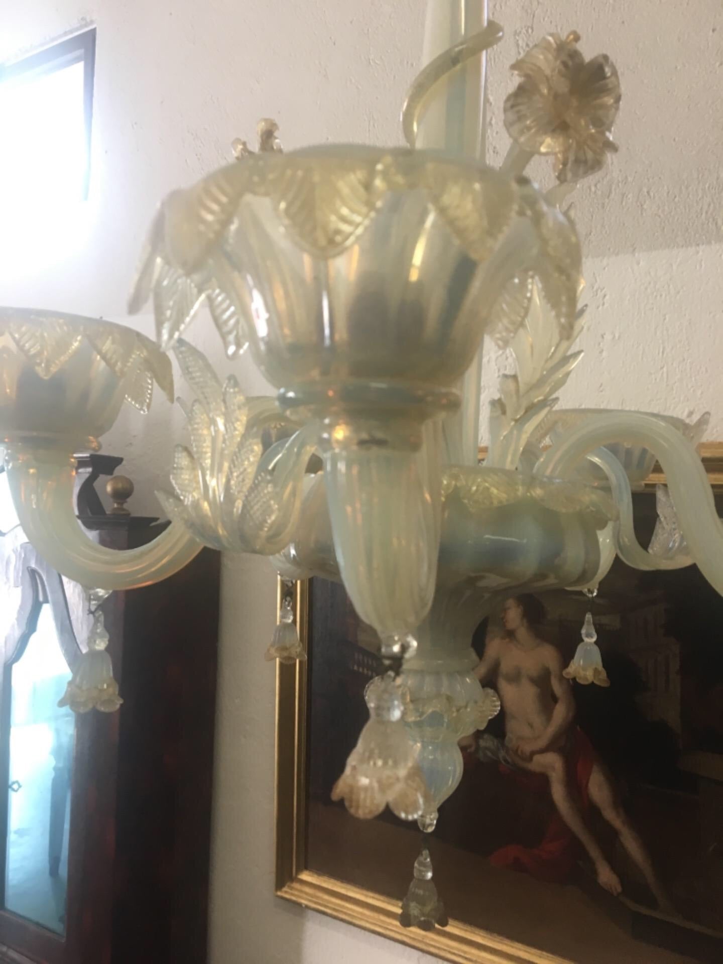 Lampadario di Murano vetro cinque luci . Primi 900